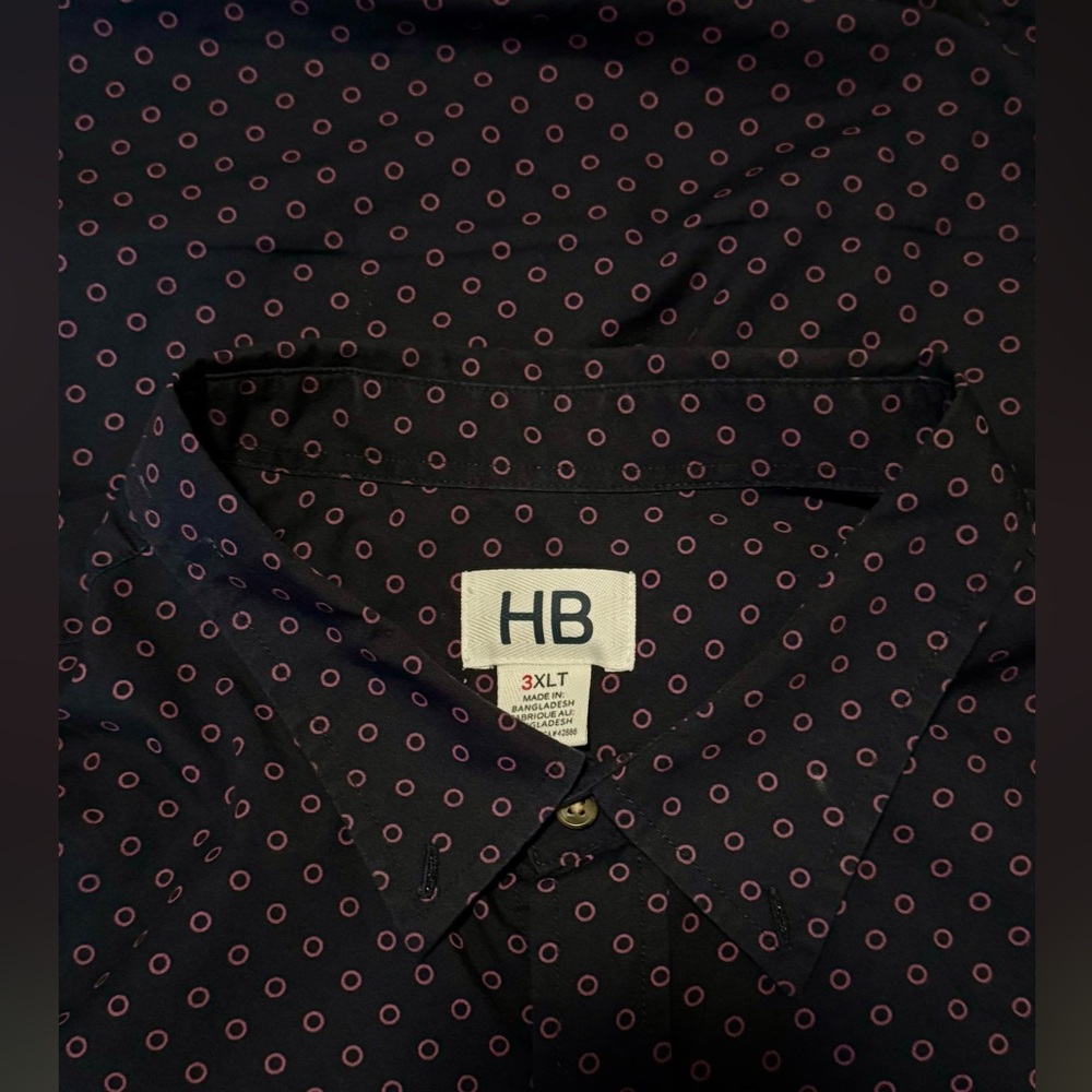 Harbor Bay Men's (Navy with Purple Accents) Short Sleeve ButtonUp (3XLT)